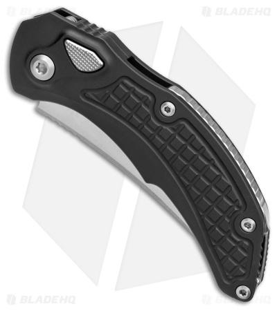 Microtech Brachial Automatic Knife Black Aluminum (3.25" Serrated Stonewash)