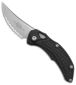 Microtech Brachial Automatic Knife Black Aluminum (3.25" Serrated Stonewash)
