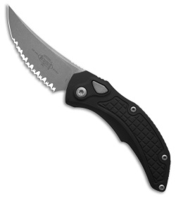 Microtech Brachial Automatic Knife Black Aluminum (3.25" Apocalyptic Full Serr)