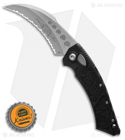 Microtech Hawk Automatic Knife (4" Full Serrations Stonewash) 166-12