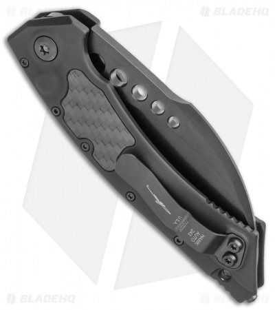 Microtech Signature Series Hawk Auto Knife Black Al. CF Inlay (4" Black DLC)