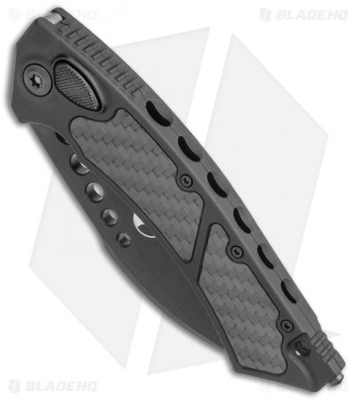 Microtech Signature Series Hawk Auto Knife Black Al. CF Inlay (4" Black DLC)