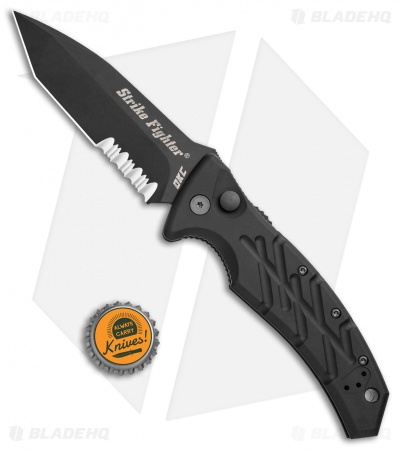 Ontario XM Strike Fighter 2-S Automatic Knife Black Aluminum (3.75" Black Serr)