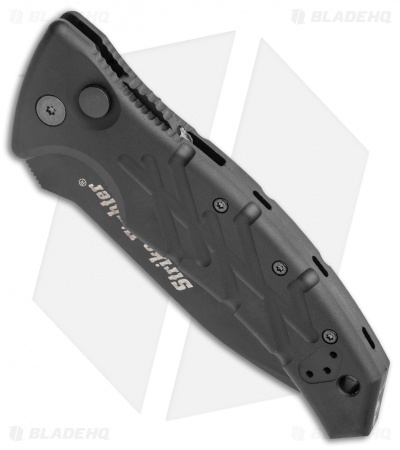 Ontario XM Strike Fighter 2-S Automatic Knife Black Aluminum (3.75" Black Serr)