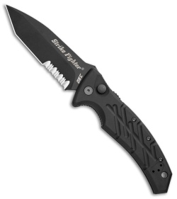 Ontario XM Strike Fighter 2-S Auto Knife Black Alum (3.75" Black Serr)*DISC*