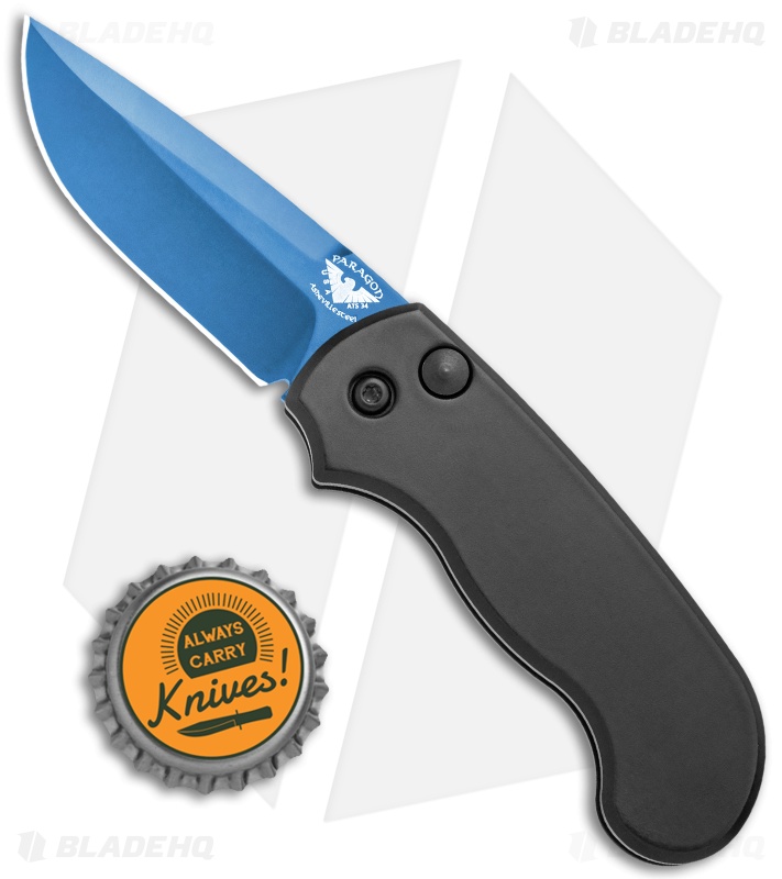 Paragon Snapper Black Automatic Knife Black Aluminum (2.5" Blue)