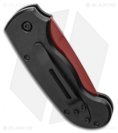 Paragon Snapper Black Automatic Knife Black Aluminum (2.5" Red)
