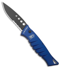 Piranha Amazon Automatic Knife Blue Tactical (3.45" Black Serr)