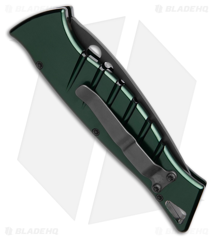 Piranha Amazon Automatic Knife Green Tactical (3.45" Black Serr)