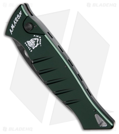 Piranha Amazon Automatic Knife Green Tactical (3.45" Black Serr)