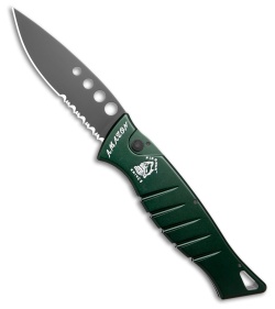 Piranha Amazon Automatic Knife Green Tactical (3.45" Black Serr)