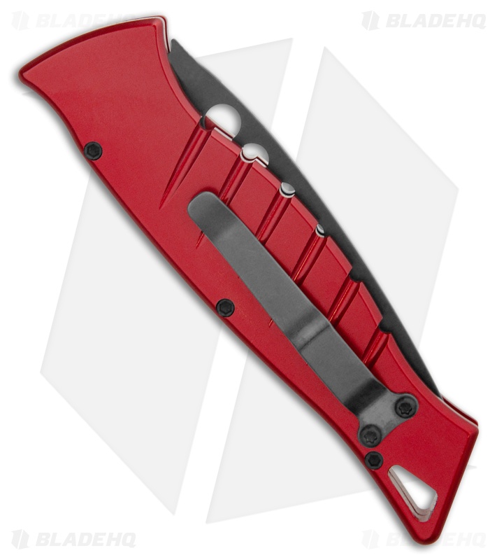 Piranha Amazon Automatic Knife Red Tactical (3.45" Black Serr)