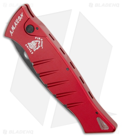 Piranha Amazon Automatic Knife Red Tactical (3.45" Black Serr)