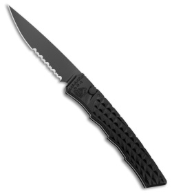 Piranha Crossfire Automatic Knife Black Aluminum (3.1" Black Serr) P-23BKTS