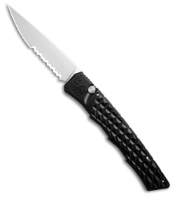 Piranha Crossfire Automatic Knife Black Aluminum (3.1" Mirror Serrated) P-23BKS