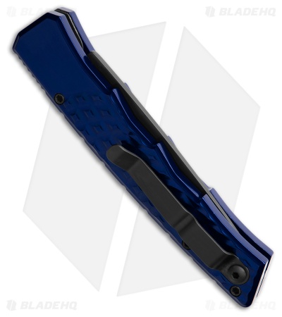 Piranha Crossfire Automatic Knife Blue Aluminum (3.1" Black Serrated) P-23BTS