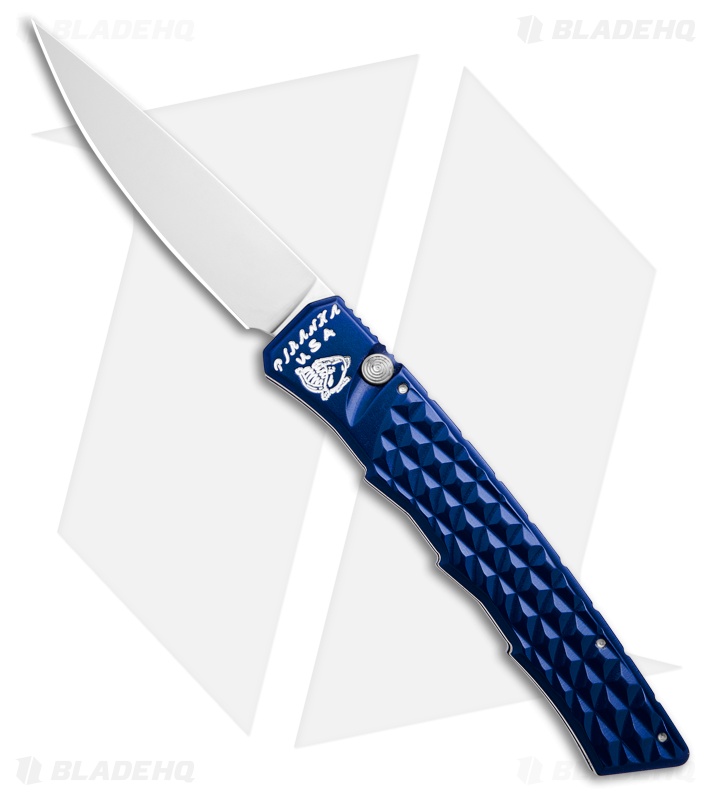 Piranha Crossfire Automatic Knife Blue Aluminum (3.1" Mirror) P-23B