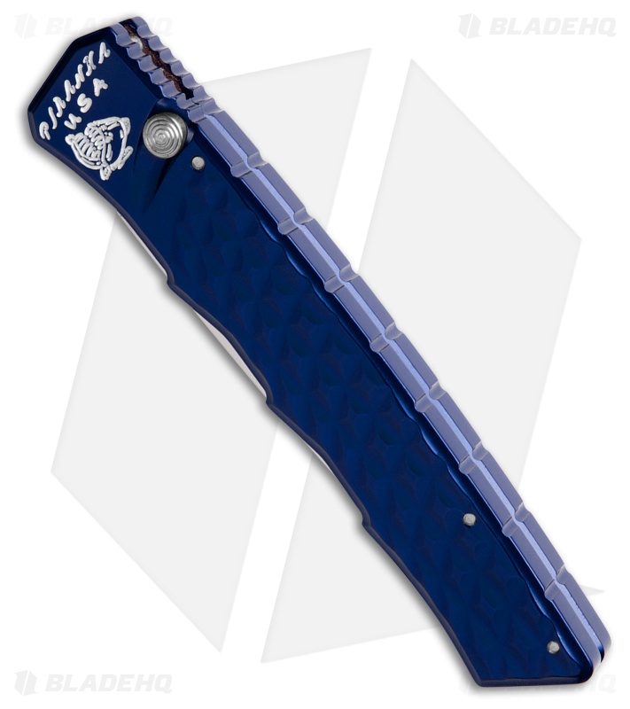 Piranha Crossfire Automatic Knife Blue Aluminum (3.1" Mirror) P-23B