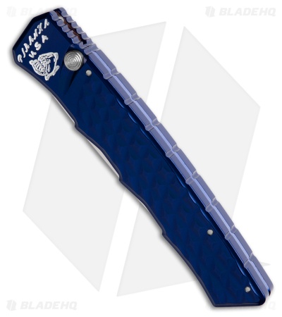 Piranha Crossfire Automatic Knife Blue Aluminum (3.1" Mirror) P-23B