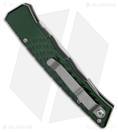 Piranha Crossfire Automatic Knife Green Aluminum (3.1" Mirror Serrated) P-23GS