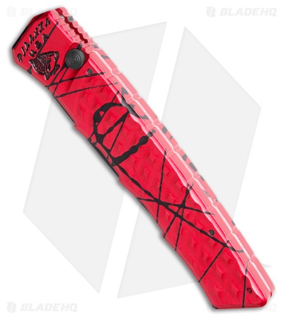 Piranha Crossfire Automatic Knife Pink Aluminum (3.1" Black Serrated) P-23PKTS