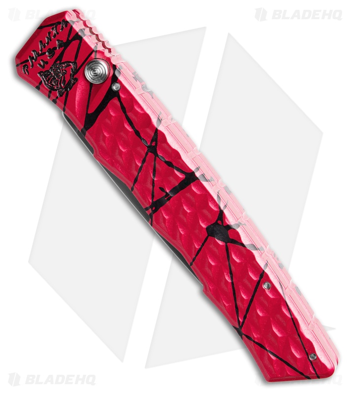 Piranha Crossfire Automatic Knife Pink Aluminum (3.1" Mirror Serrated) P-23PKS
