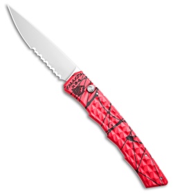 Piranha Crossfire Automatic Knife Pink Aluminum (3.1" Mirror Serrated) P-23PKS