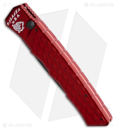 Piranha Crossfire Automatic Knife Red Aluminum (3.1" Black) P-23RT
