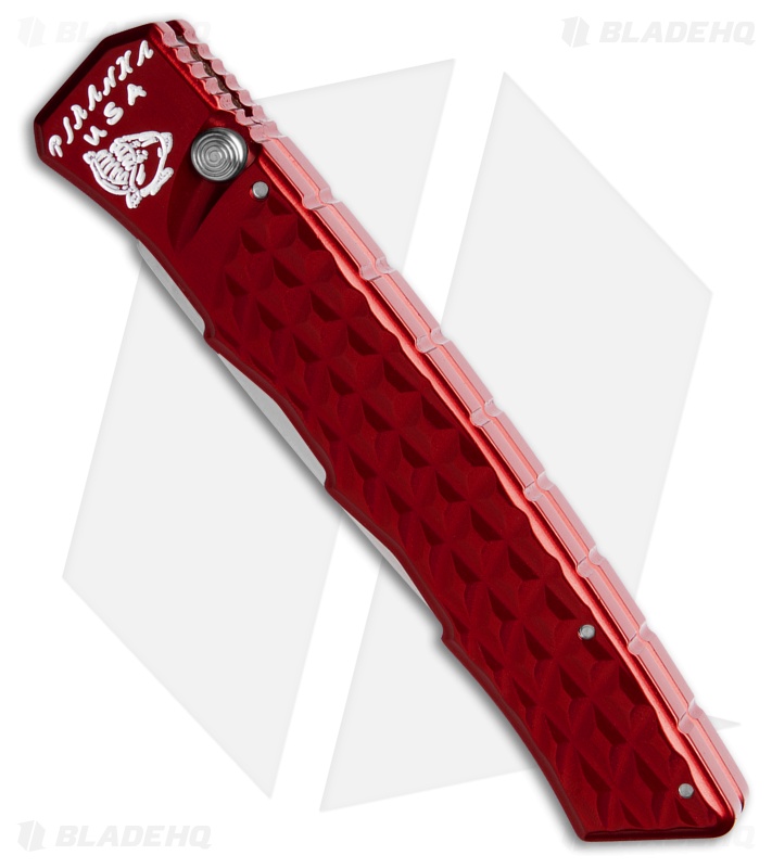Piranha Crossfire Automatic Knife Red Aluminum (3.1" Mirror) P-23R