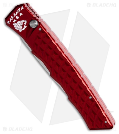 Piranha Crossfire Automatic Knife Red Aluminum (3.1" Mirror) P-23R
