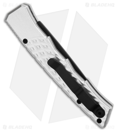 Piranha Crossfire Automatic Knife Silver Aluminum (3.1" Black Serrated) P-23STS