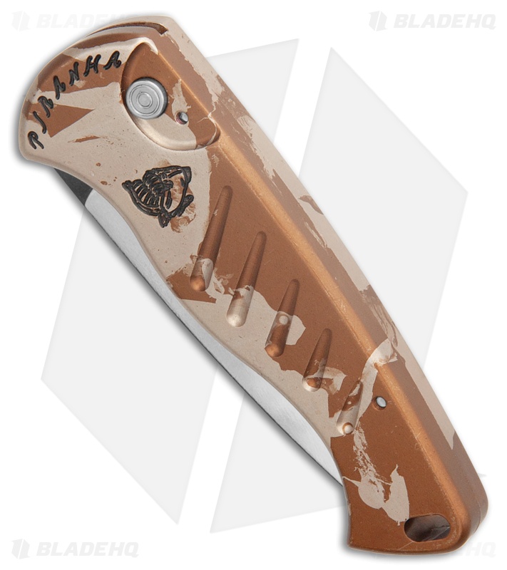 Piranha Fingerling Desert Camo Automatic Knife (2.5" Mirror Plain)