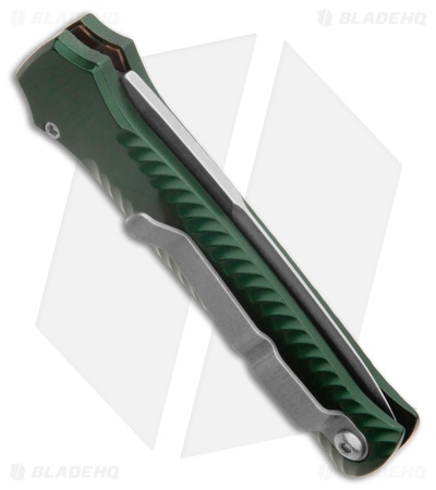 Piranha Mini-Guard Automatic Knife Green Aluminum (2.9" Stonewash Plain)