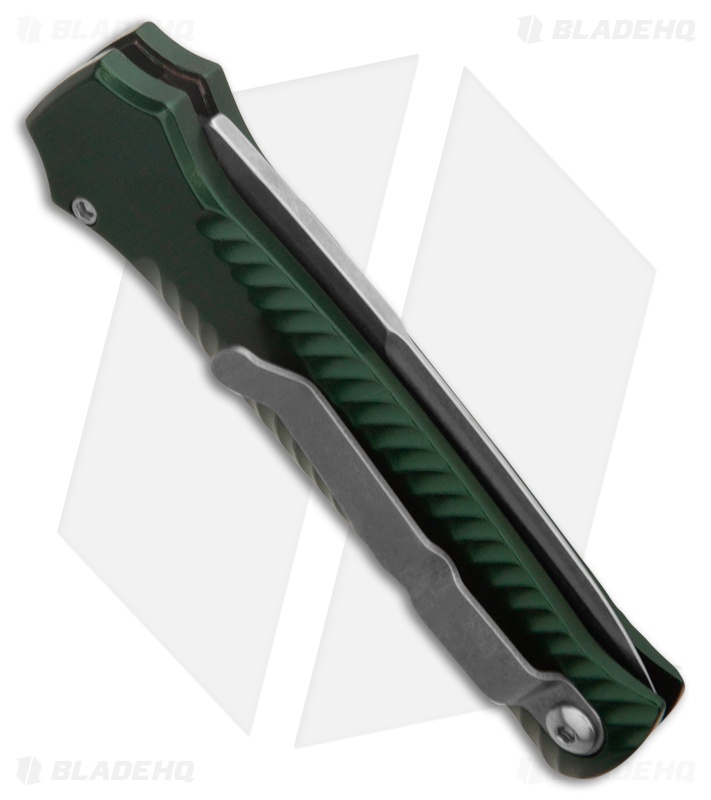 Piranha Mini-Guard Green Automatic Knife (2.9" Stonewash Serr)