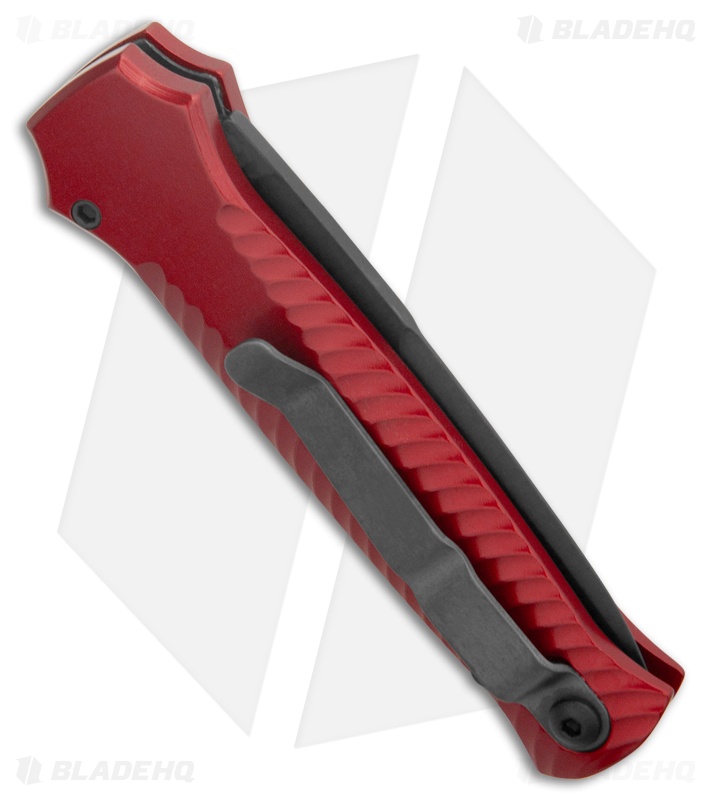 Piranha Mini-Guard Red Tactical Automatic Knife (2.9" Black Plain)