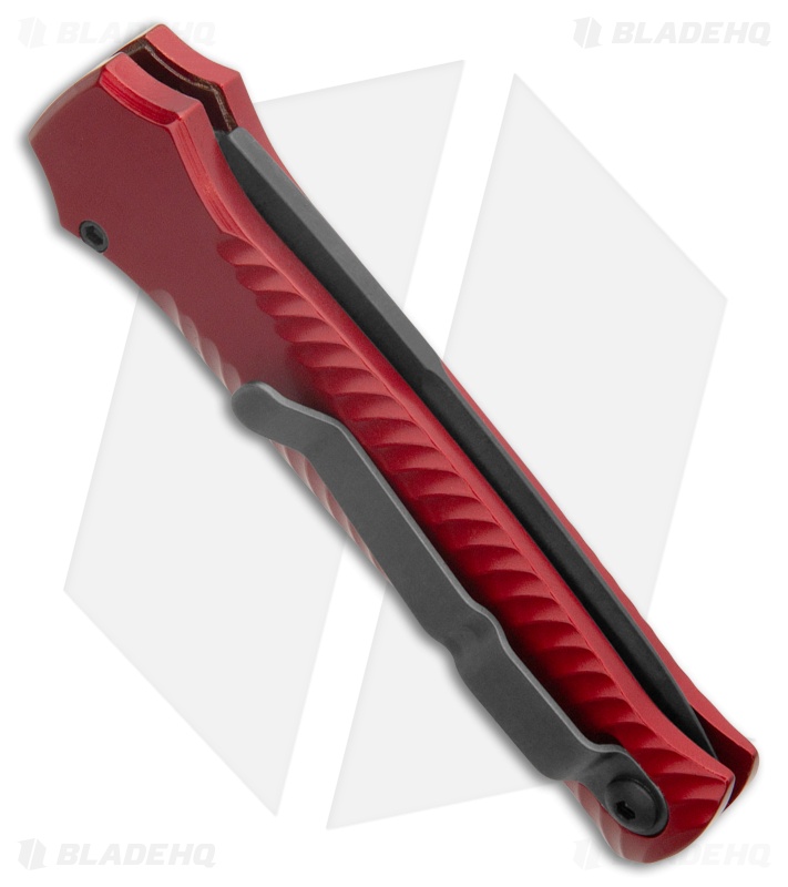 Piranha Mini-Guard Red Tactical Automatic Knife (2.9" Black Serr)