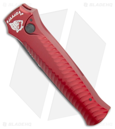 Piranha Mini-Guard Red Tactical Automatic Knife (2.9" Black Serr)