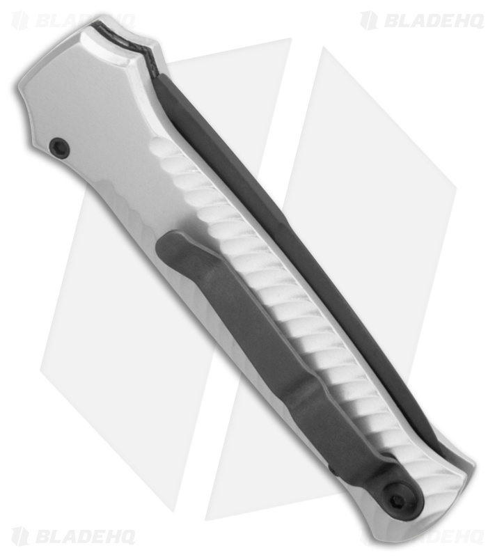 Piranha Mini-Guard Tactical Automatic Knife Silver (2.9" Black Serr)