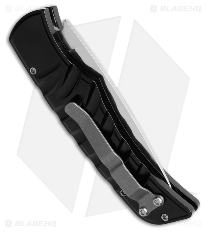 Piranha Paradox Automatic Knife Black Aluminum (3.1" Mirror Serrated) P-24BKS