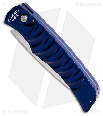 Piranha Paradox Automatic Knife Blue Aluminum (3.1" Mirror Serrated) P-24BS