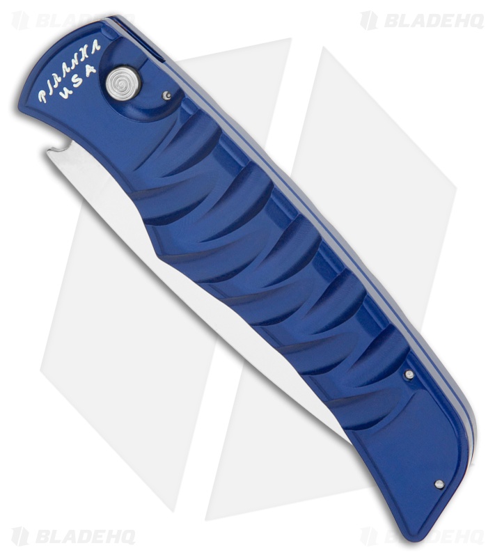 Piranha Paradox Automatic Knife Blue Aluminum (3.1" Mirror) P-24B
