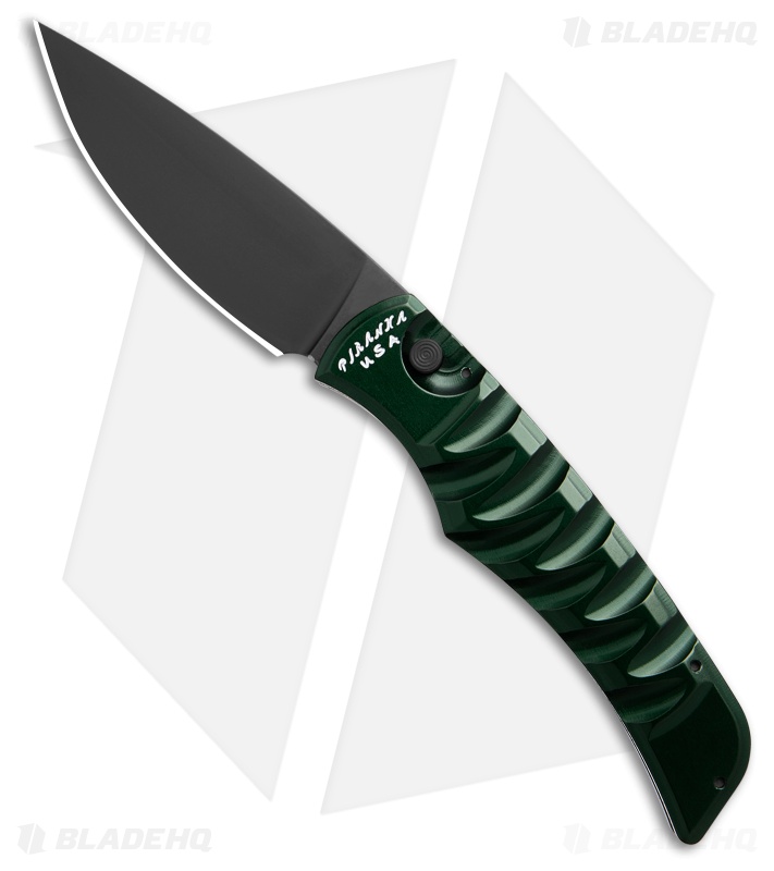 Piranha Paradox Automatic Knife Green Aluminum (3.1" Black) P-24GT