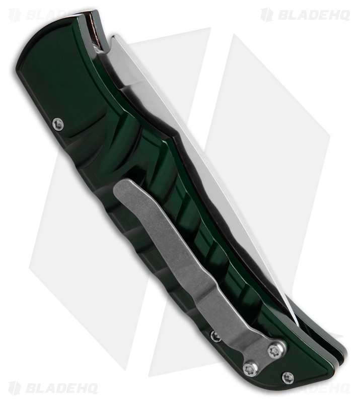 Piranha Paradox Automatic Knife Green Aluminum (3.1" Mirror Serrated) P-24GS