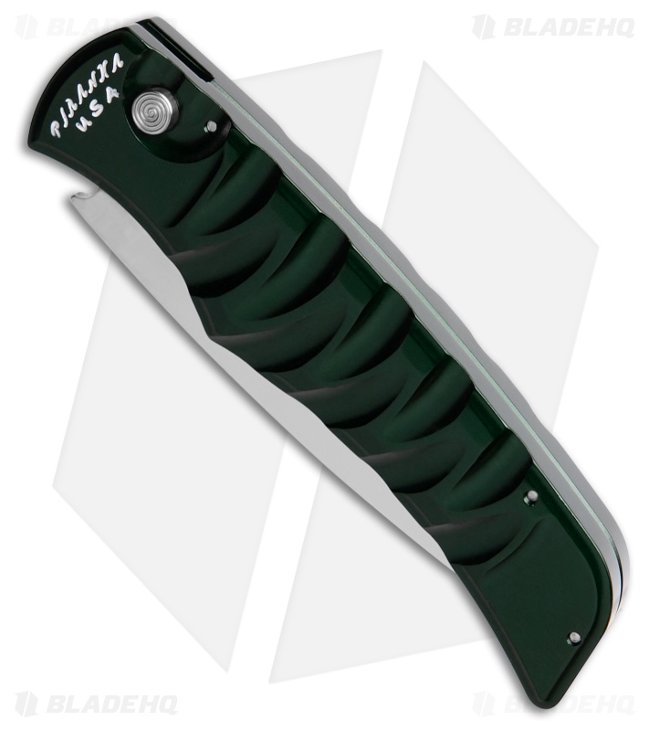 Piranha Paradox Automatic Knife Green Aluminum (3.1" Mirror Serrated) P-24GS