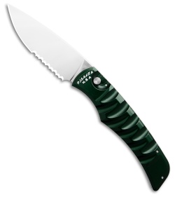 Piranha Paradox Automatic Knife Green Aluminum (3.1" Mirror Serrated) P-24GS
