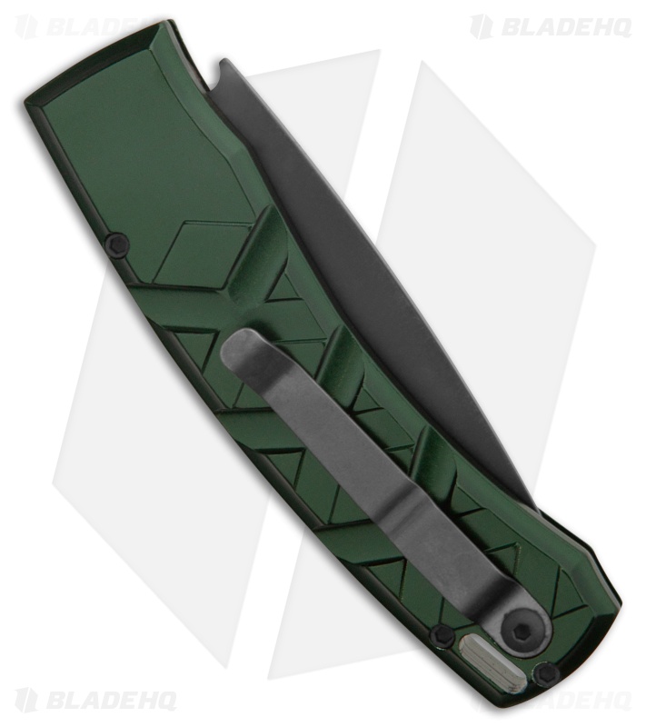 Piranha Paradox Automatic Knife Green Aluminum (3.1" Black Serrated) P-24GTS