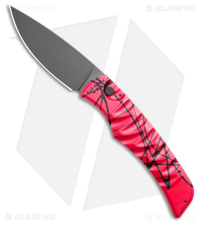 Piranha Paradox Automatic Knife Pink Aluminum (3.1" Black) P-24PKT