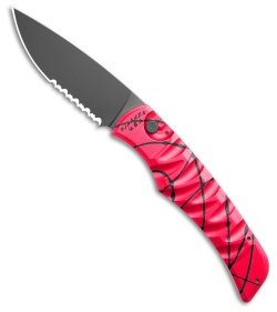 Piranha Paradox Automatic Knife Pink Aluminum (3.1" Black Serrated) P-24PTS