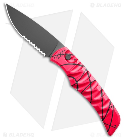 Piranha Paradox Automatic Knife Pink Aluminum (3.1" Black Serrated) P-24PTS