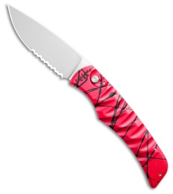Piranha Paradox Automatic Knife Pink Aluminum (3.1" Mirror Serrated) P-24PKS